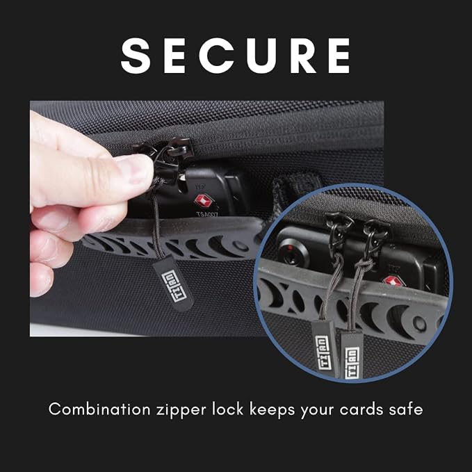 Card Titan Toploader and One Touch Trading Card Storage Box with Zipper Lock - Sports Card Deck Box Fits Up to 400 Sleeved Collectible Sports Cards or up to 80 Magnetic Cases