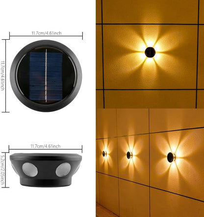 RAYOYASI Solar Lights, Ambiance Lights,wall Light, Decorative Light Downlights Dusk to Dawn Solar Wall Light Outdoor IP65 Waterproof for Backyard Walls, Hotels, Staircases,Park Floors 1pcs (Warm)