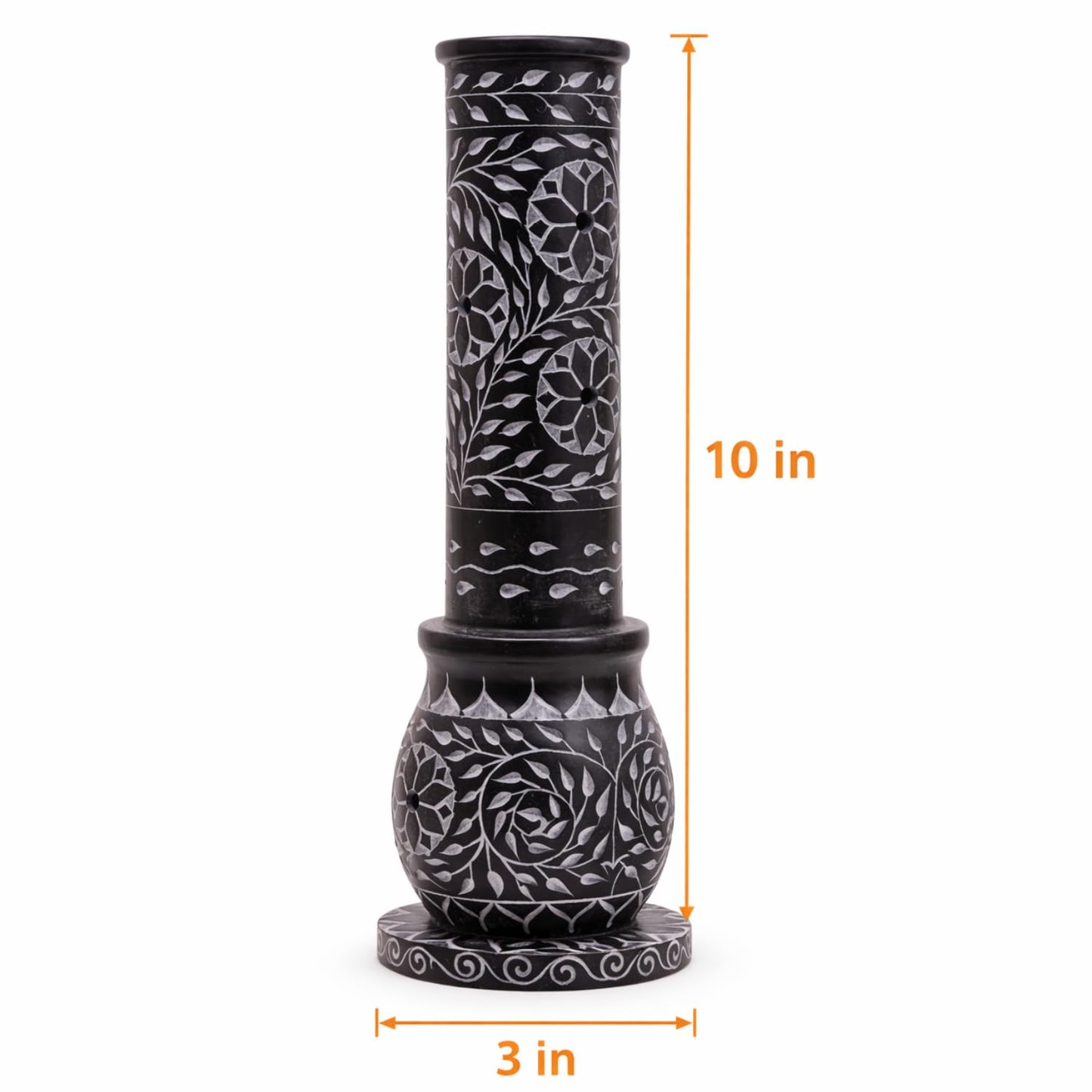 KC KULLICRAFT Marble Soapstone Blue Incense Stick Holder | Candle Burner | Tea Light Holder - Round Incense Holder Decorative Home and Office Decor - (3 x 3 x 10 Inches)