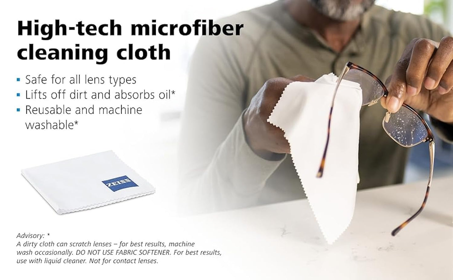 ZEISS MicroFiber Lens Cleaning Cloth (Pack of 2) JUMBO SIZE