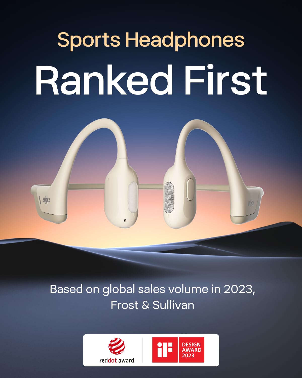 SHOKZ OpenRun Pro-Bone Conduction Headphones, Open-Ear Bluetooth Wireless Sport Headphones for Running and Workout, Sweat Resistant, Long Battery Life, Premium Deep Bass, Mic，with Hair Band, Beige