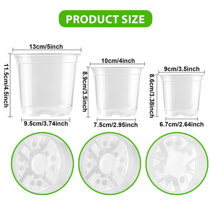 auriikoop Clear Nursery Pots for Plants, 3.5/4/5 inch Plastic Plant Flower Pot with Drainage Holes High Transparency Seedling Planter for Seed Starter (36PCS)