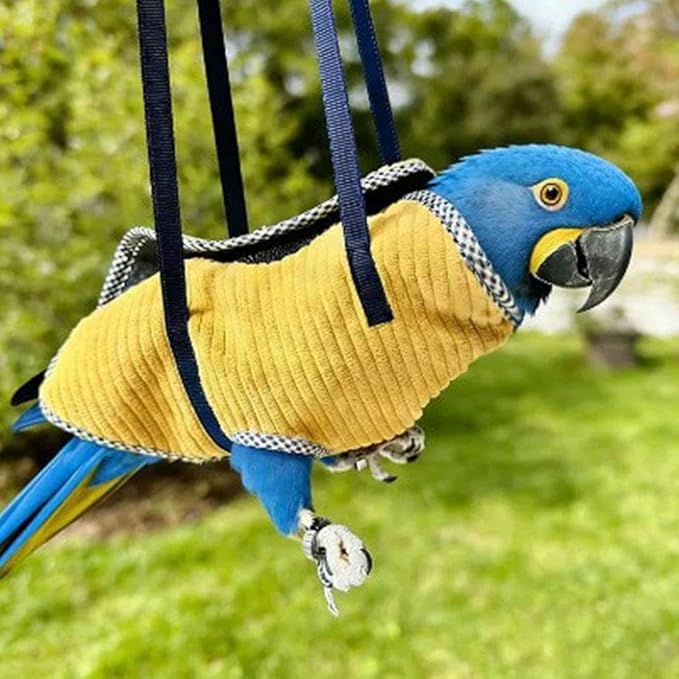 Bird Sling Carrier Bag, Parrot Restrained Vest Escape Resistant Birds Carrier Harness for Budgie, Cockatiel, Green-cheeked Conure, Soft Bird Diaper Flight Suit, for Daily Outdoor & Nail Trimming (S)