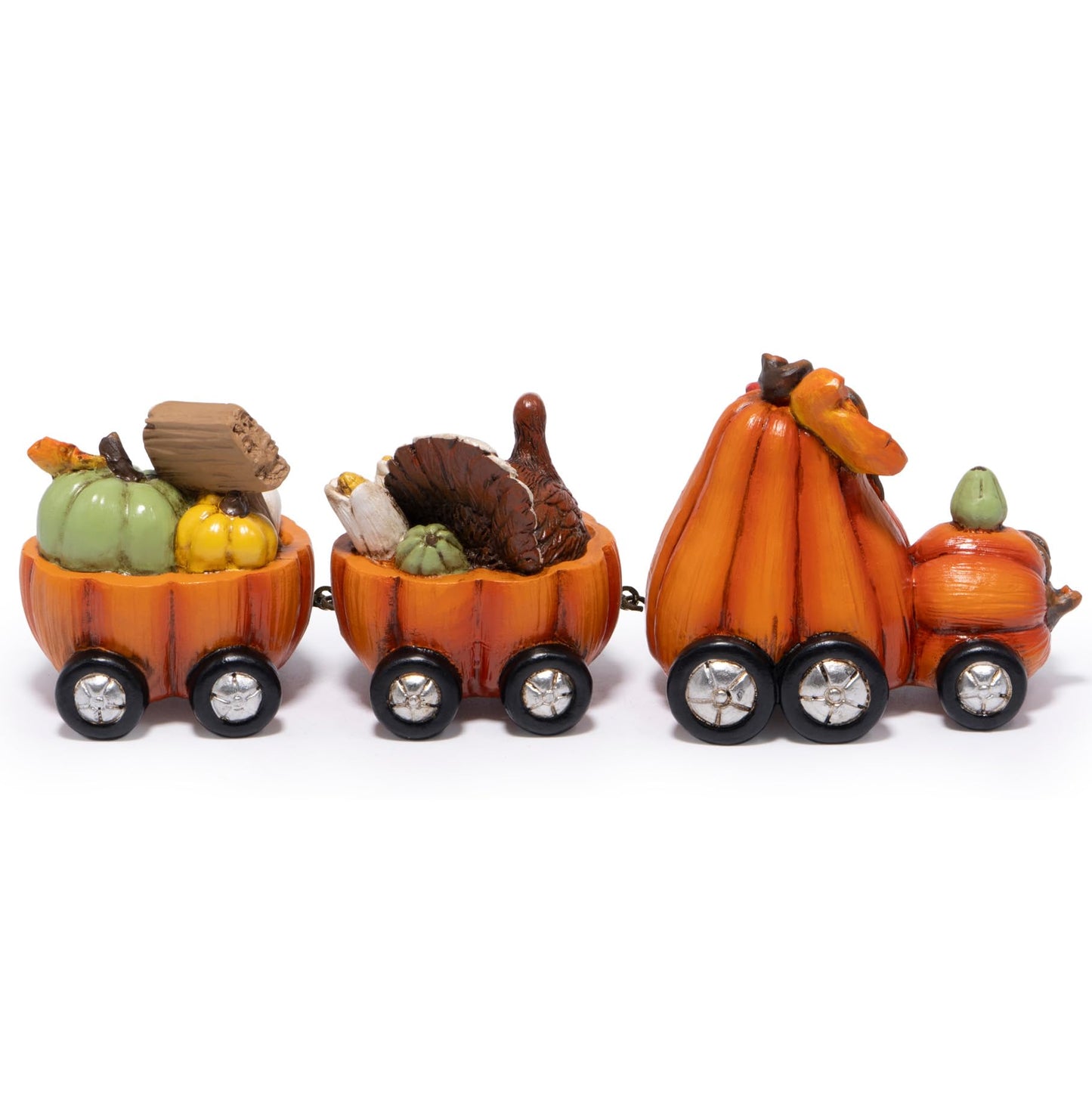 Hodao Thanksgiving Decor Indoor, Fall Resin Pumpkin Train Figurine with Gnome & Turkey, Cute Autumn Harvest Tabletop Decoration for Home, Perfect Fall Gift for Family Friends