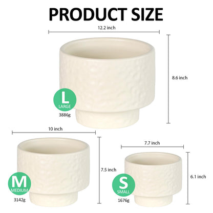 OXART Ceramic Plant Pots, 12.2+10+7.7 inch Planters with Drainage Hole, 3 Piece Large Ceramic Pots for Plants, Stylish Flower Pots for Indoor Plants, Perfect for Home Office Entryway, Yellow