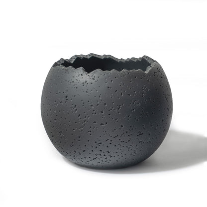 Jo Lavie 6 Inch Modern Minimalist Resin Planters with Drainage Hole, Charcoal Gray Indoor Outdoor Flower Pots for Succulents, Herbs, Orchids & Small Plants - Charcoal Gray