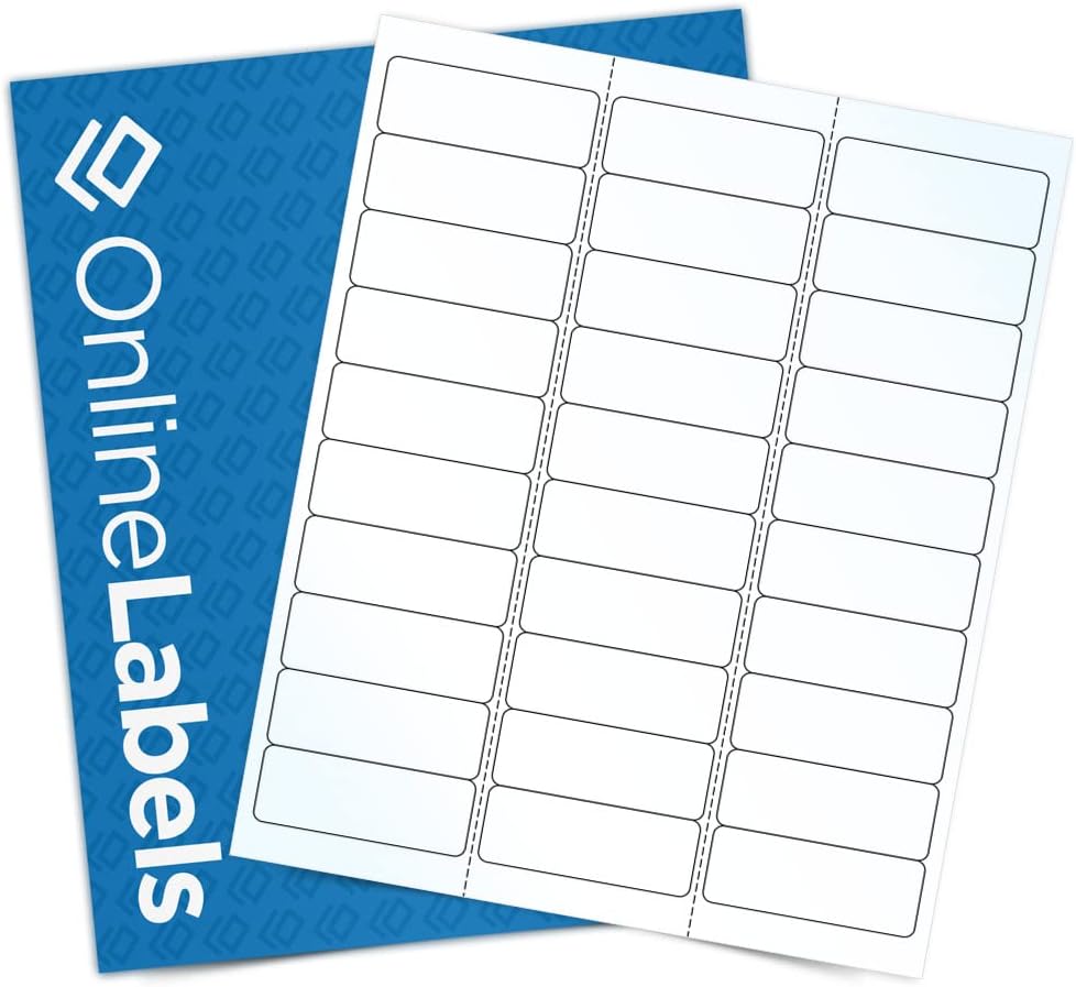 2.625" x 1" Waterproof Clear Gloss Address Labels - Pack of 300 Transparent Labels, 10 Sheets - Compatible with Laser Printers, OL875CL, OnlineLabels