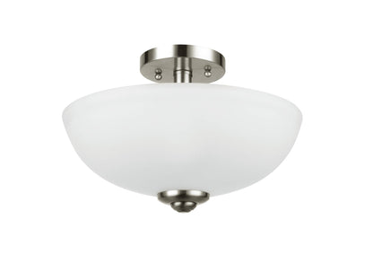 Globe Electric 61025 Vienna 2-Light Semi-Flush Mount, Brushed Nickel, Frosted Glass Shade, Bulb Not Included