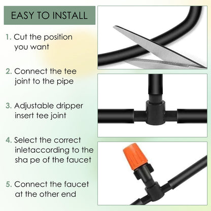AEXHOT Garden Drip Irrigation System,Drip Irrigation Kit with 165FT/50M Drip Irrigation Hose DIY Saving Water Garden Watering System for Garden Greenhouse, Flower Bed, Patio,Lawn