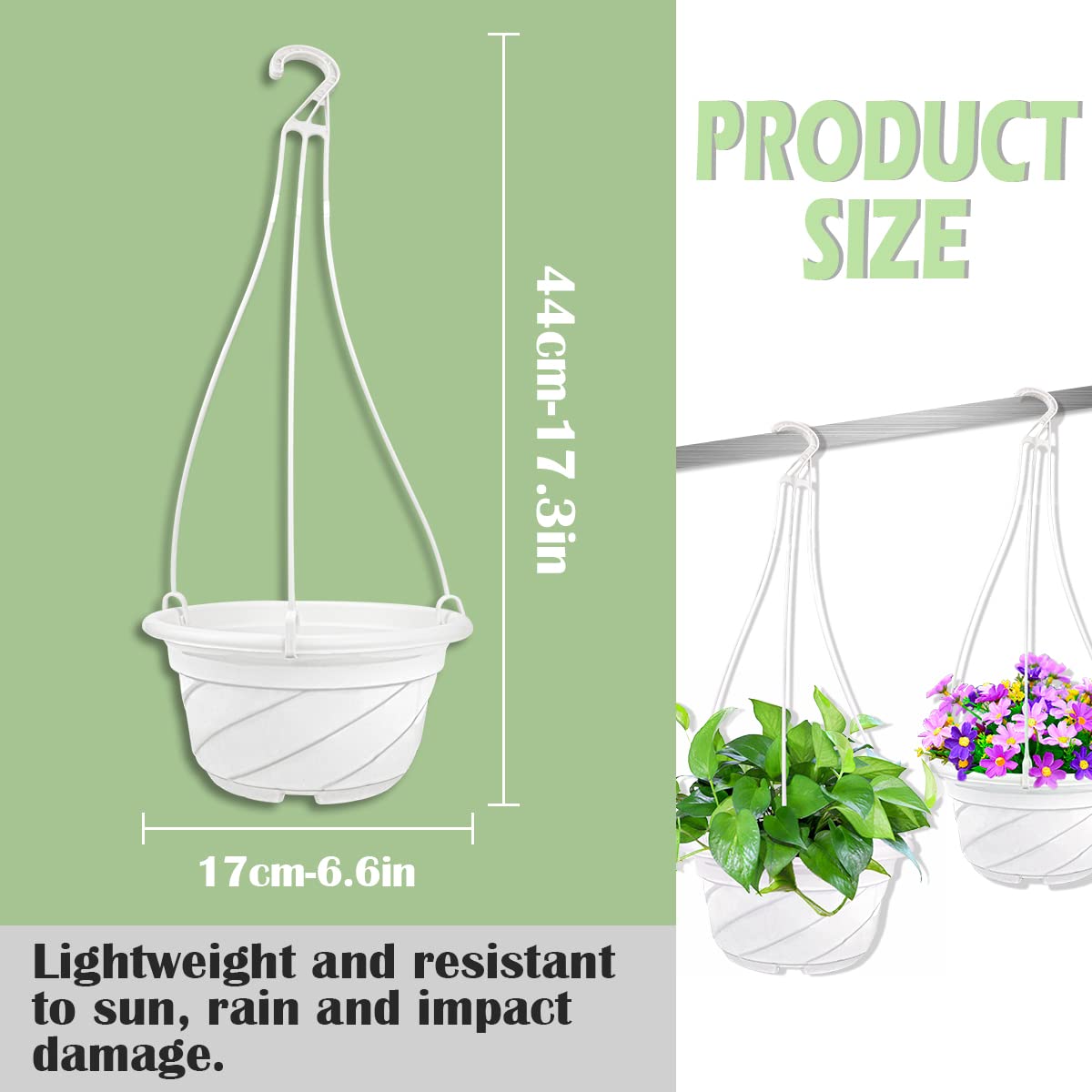 LNQ LUNIQI 10 Pcs Hanging Plastic Flower Pots Planter Basket Orchid Flower Plant Seeding Nursery Pot for Outdoor Indoor Plants and Home Garden Balcony Decoration (White)