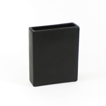WGV Rectangle Block Ceramic Vase 8" x 2.5" x 10"H Black Tall Narrow Planter Terrarium Floral Centerpiece for Wedding Event Home Decor 1 Piece