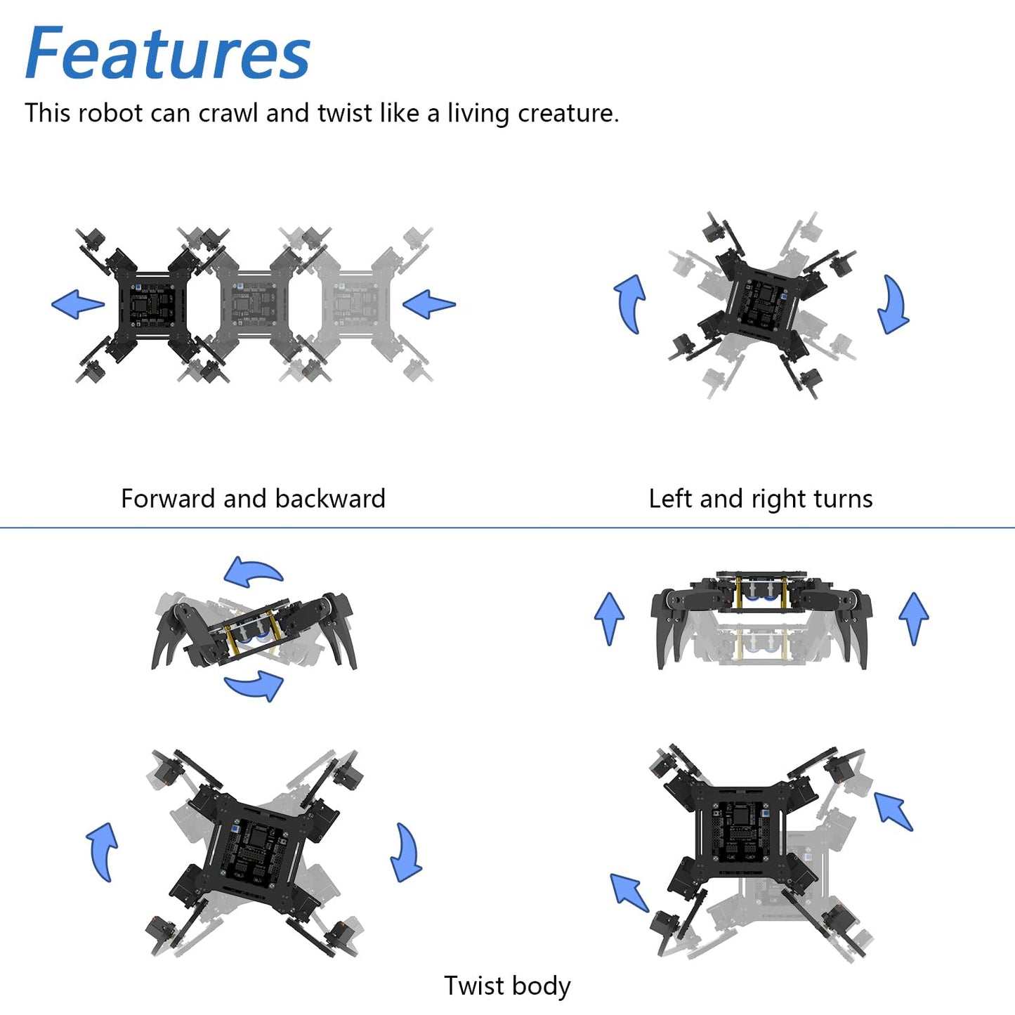 FREENOVE Quadruped Robot Kit (Compatible with Arduino IDE), Walking Crawling Twisting, App Remote Control, Servo STEM Project