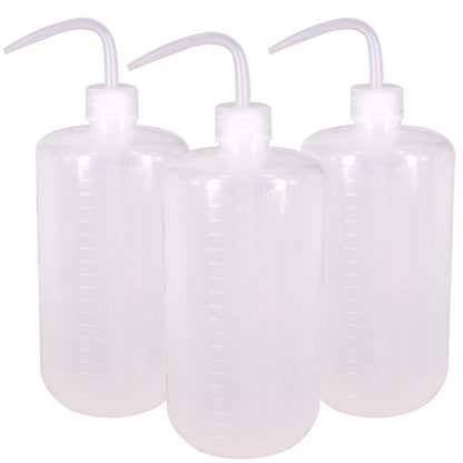 Belinlen 3Pcs 1000ml(33oz) Plastic Safety Lab Wash Bottle, Plastic Squeeze Bottle with Scale Labels and Narrow Mouth, Watering Bottles for Chemistry, Industry, Lab & Gardening(LDPE)