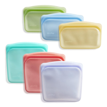 Stasher Premium Silicone Reusable Food Storage Bags, 2-Pack, Clear, Multi-Use Food Storage Bags, Lunch Bag, Travel Containers, BPA Free, Leak-free, Dishwasher-Safe, Eco-friendly