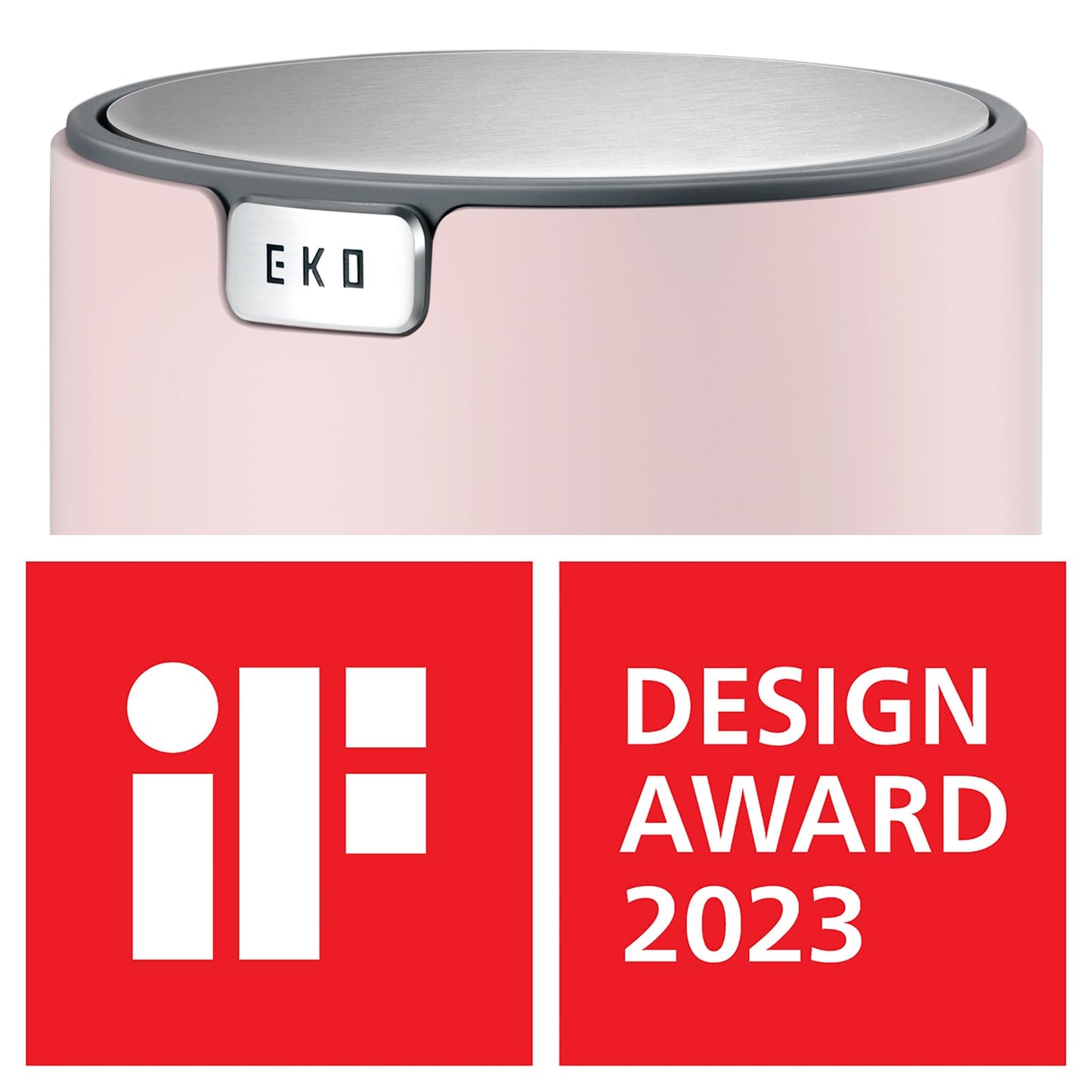 EKO Fandy 0.4 Gal/1.5L Mini Tabletop Trash Bin with Swing-Lid, Desktop Trash Can for Bathroom Countertop, Vanity, Coffee or Office, Small Garbage Bin (Pink)