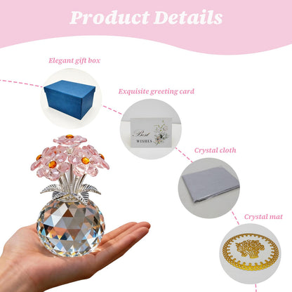 K9 Pink Crystal Forget-Me-Not Figurine in Clear Crystal Vase