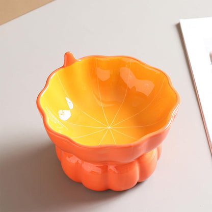 Yeexoxow Pumpkin Raised Ceramic Cat Water Bowl, 9 oz, Whisker Friendly