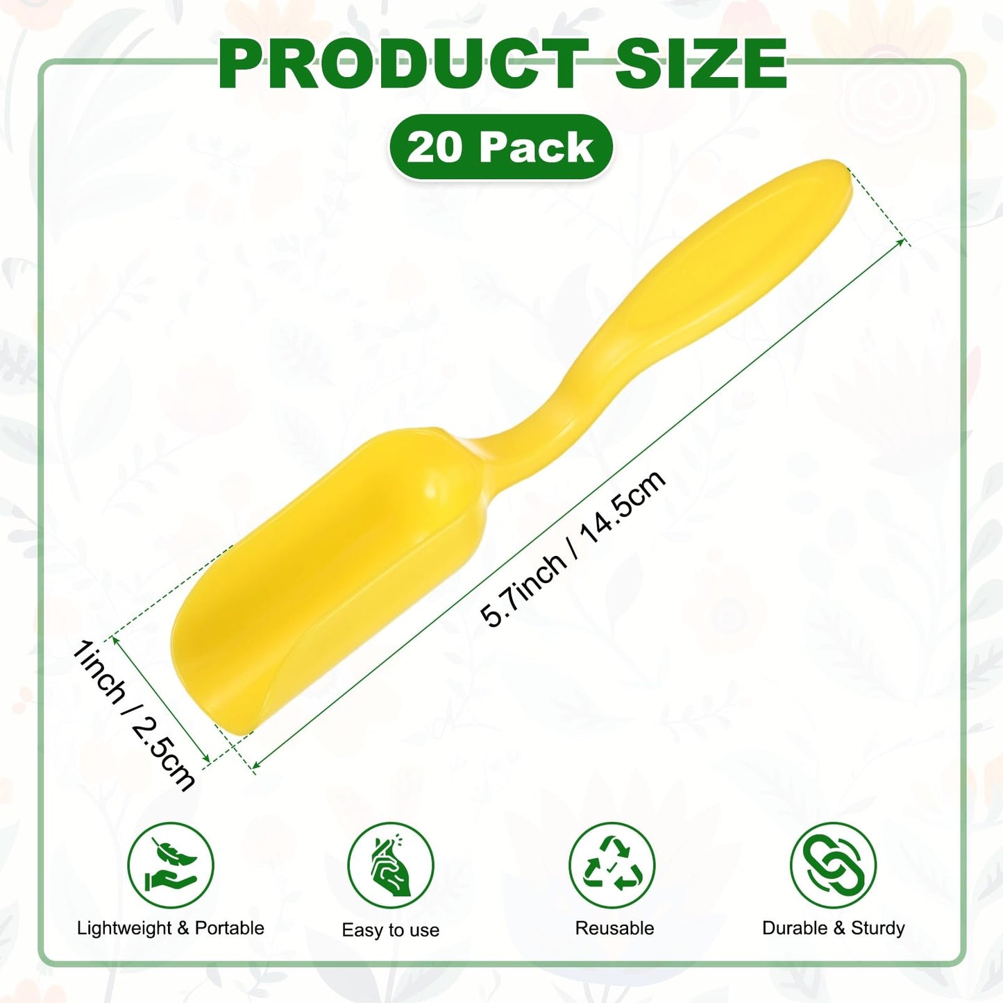 M METERXITY 20-Pack Mini Gardening Shovel Spoons, Plastic Garden Soil Scoops for Cultivation Digging Transplanting/Flower Planting/Plant Succulent, Colorful Small Gardening Tools [Yellow]