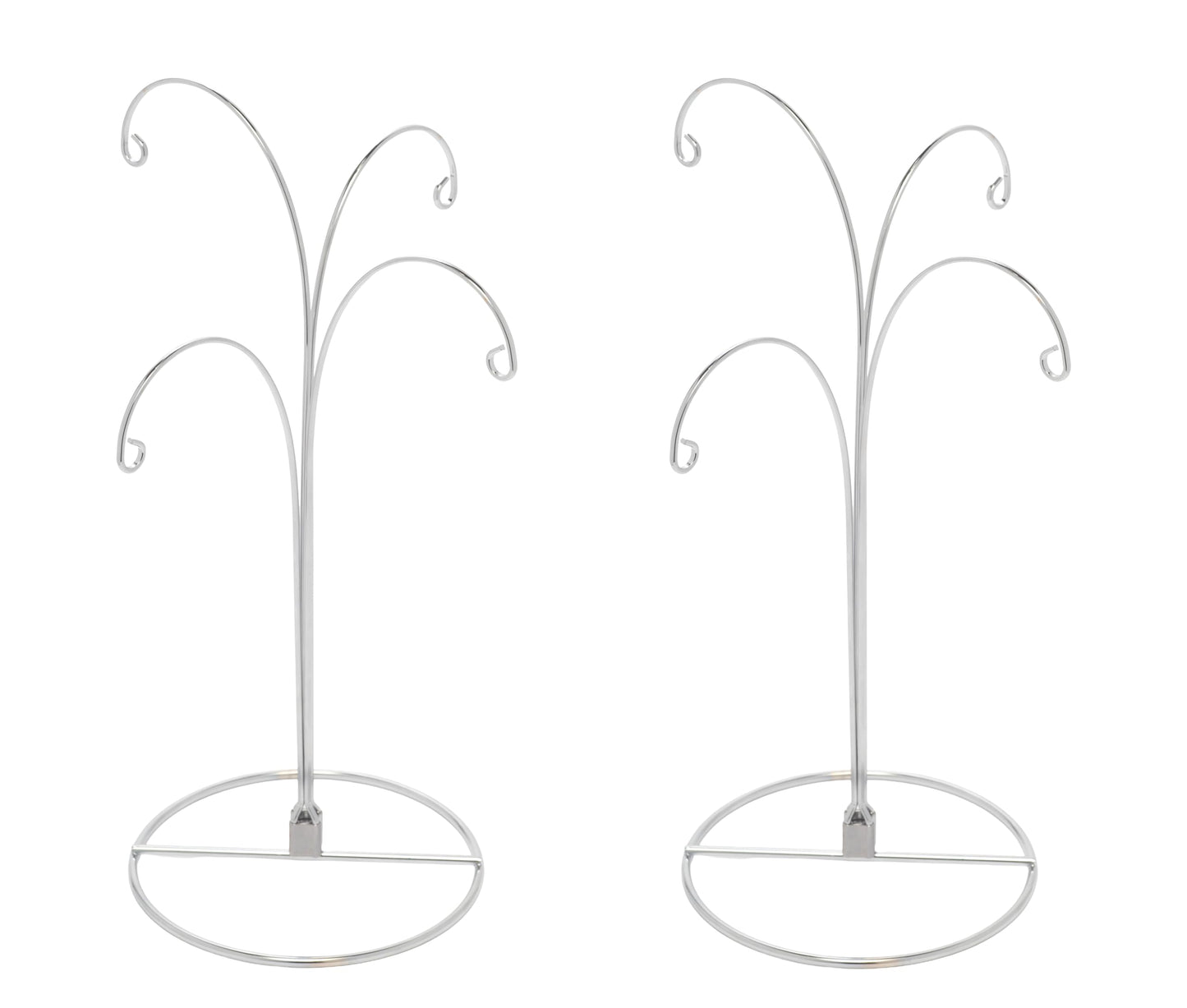Creative Hobbies 2 Pack of Metal Ornament Display Stands – 12″ Tall with Four Hooks at Varying Heights for Christmas Ornaments and Keepsakes (Silver)