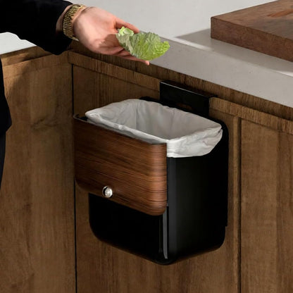 ZNYOPA Large 3.2 Gallon Compost Bin, Under Sink Trash Can with Lid, Hanging Waste Cabinet for Office Kitchen Cupboard Bathroom Bedroom, Black