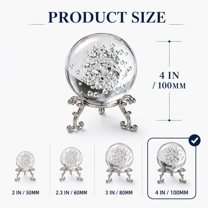 Crystal Ball Glass Globe Decor - Crystal Sphere with Stand & Gift Box, Clear Decorative Crystal Globe, 3D Crystal Ball for Home Decor Photography, Gazing Divination Fengshui Meditation, 4 inch/100mm