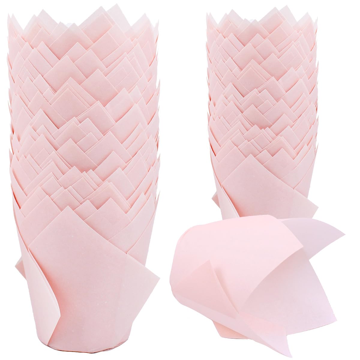 200 Pieces Tulip Cupcake Muffin Liners Greaseproof Paper Baking Cups Cupcake Wrappers for Birthday Wedding Party Baby Showers Catering Restaurants(Pink)