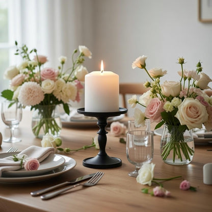Hosley Black Pillar Holder 4.75 Inch High. Ideal Gift for Wedding Party Special Occasion or as a Candle Holder