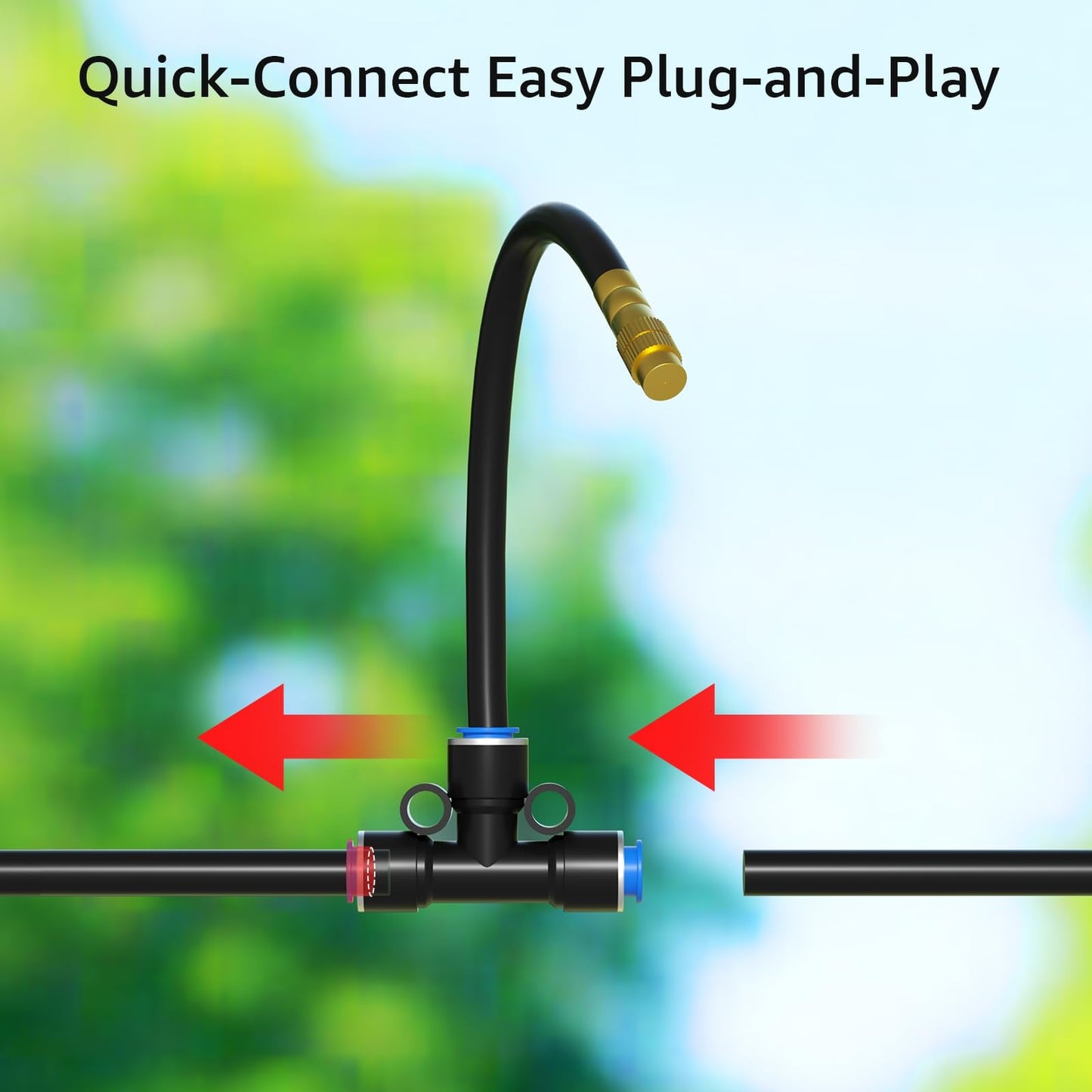 Bluepro Drip Irrigation System 100FT 1/4", 2026-Upgrade Garden Sprinkler Kit with 16PCS 360° Adjustable Copper Nozzles, Automatic Misting Watering System for Raised Beds, Greenhouse, Lawn, Patio, Yard