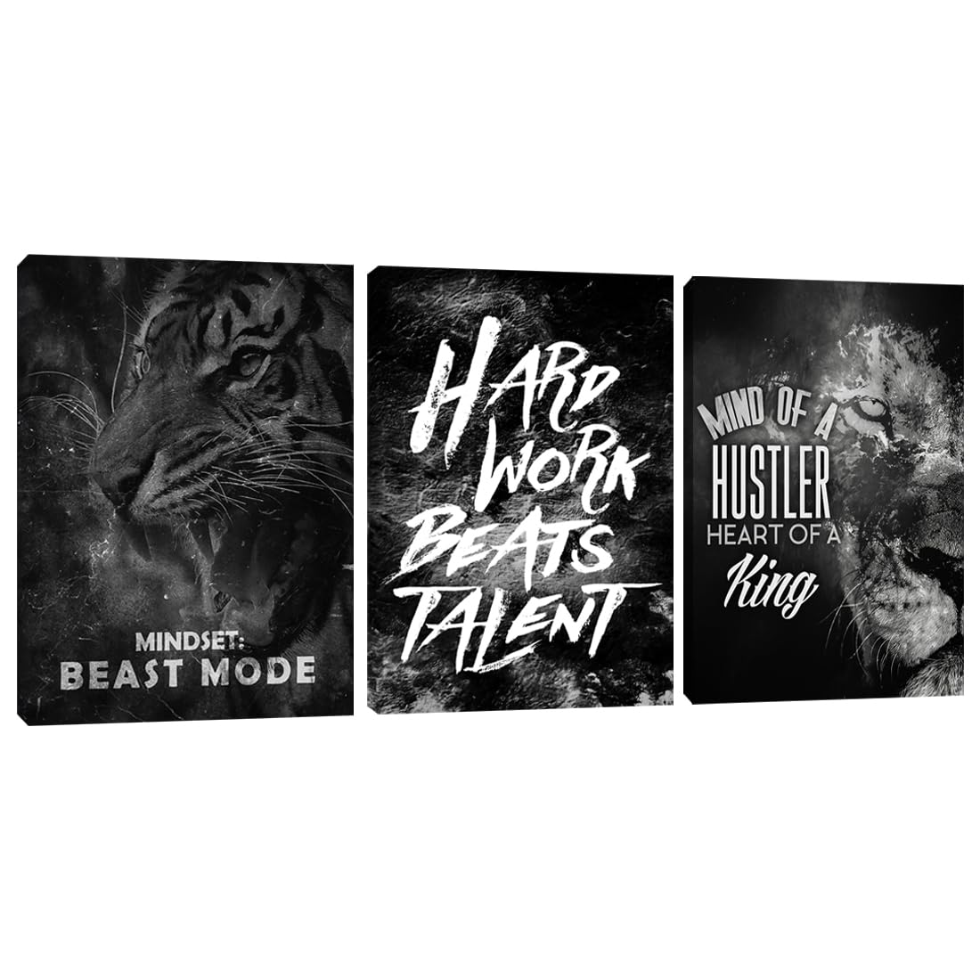 Motivational Black Poster Wall Art Entrepreneur Hustle Hard Work Quotes Poster Prints Inspirational Office Art Wall Poster Picture Artwork for Workplace Office Bedroom (36" Wx 16" H)