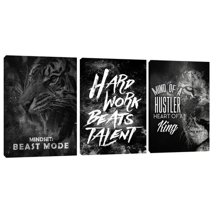 Motivational Black Poster Wall Art Entrepreneur Hustle Hard Work Quotes Poster Prints Inspirational Office Art Wall Poster Picture Artwork for Workplace Office Bedroom (36" Wx 16" H)