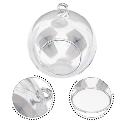 Hanging Glass Ball Vase Clear Borosilicate Terrarium Container With Open Mouth And Flat Bottom For Succulent Plants Air Flowers Home Garden Wedding Party Decoration(10cm)