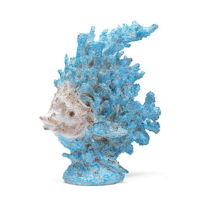 SUYNYBHF Coral Fish Figurines Beach Coastal Coral Reef Decor 9.6-inch Resin Statue Angel Fish Home Office Desktop Sculpture Bathroom Decoration Mom Gift Ornament Gift(Blue) (Blue Coral Fish)