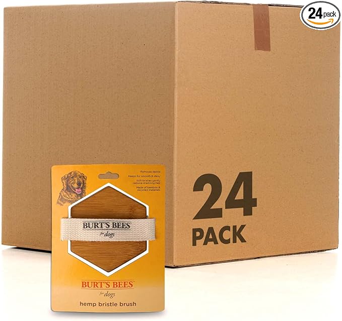 Burt's Bees for Pets Palm Brush with Hemp Bristles for Large Dogs, Ergonomic Handle Reduces Wrist Stress, Removes Dirt and Debris, Ideal for Daily Grooming, Made of Bamboo & Recycled Materials - 24 Pk