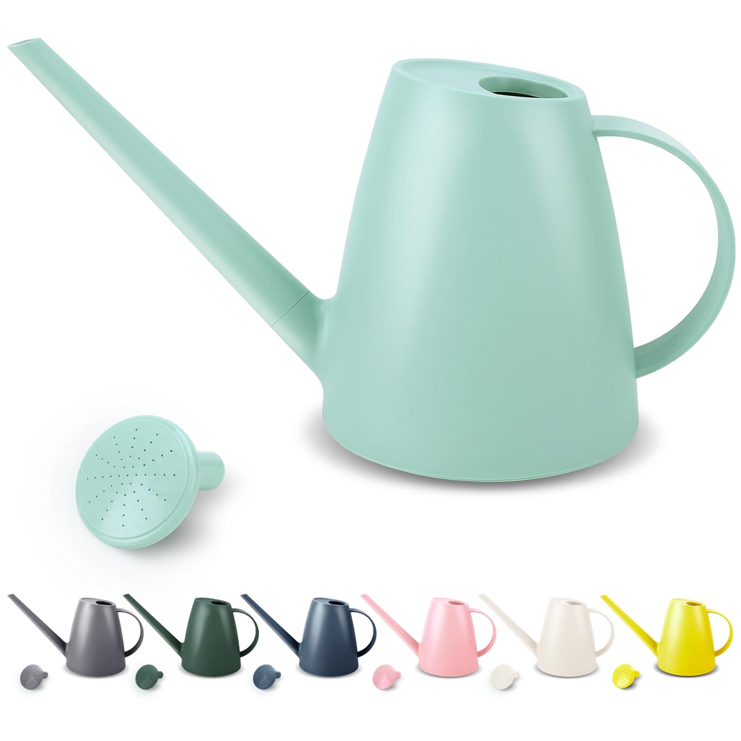 Watering Can for Indoor and Outdoor Plants - Long Spout Water Can for Garden, Flower, House Plants - 1.8L/1/2 Gallon (Green)