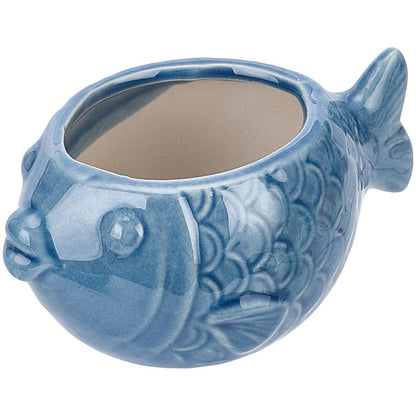 SUNNYCLUE Ceramic Succulent Pot Fish Ceramic Pot with Drainage Hole Ocean Series Summer Sea Hawaii Blue Flower Vase Bonsai Cactus Planters for Indoor Outdoor Plants Office Home Garden Decorations