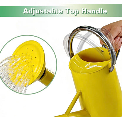 Watering Can for Outdoor&Indoor Plants，1.5 Gallon（5.7L） Metal Watering Can with with Removable Spout，Large Galvanized Steel Garden Flower Water Can Watering Pot with 2 Stainless Steel Handles，Yellow
