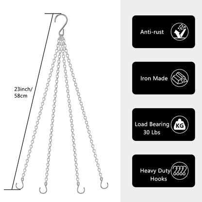 garini 3 Pack, 23 Inch Hanging Baskets Chain, Hanging Chains with Hooks Flower Pot Chain Replacement Plant Hangers for Planters, Bird Feeders and Lanterns(Silver)…