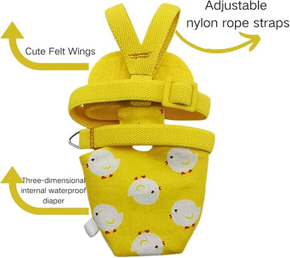 Adjustable Bird Diaper Harness Flight Suit Clothes with 80 Inch Flying Leash Rope for Parrots Conure Cockatiel (Yellow,Sulphur-Crested Cockatoo)