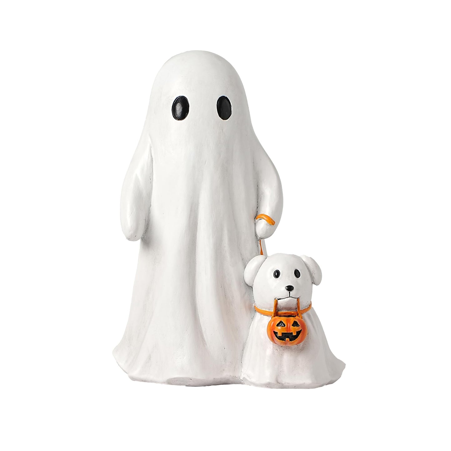 VILLADECOR Halloween Ghost Walking Dog Statue, Cute White Ghosts Figurines Halloween Table Decor, 8.9 inch