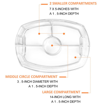 IVYHOME Fruit Ice Serving Tray, Chilled Veggie Tray, Shrimp Cocktail Serving Dish, Appetizer Serving Platter for Parties, with Lid and 4 Compartments