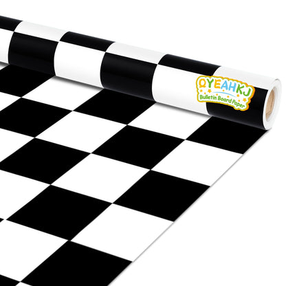 Black White Checkered Bulletin Board Paper Roll Black Plaid Bulletin Board Background Paper Back to School Classroom Decoration Poster for Art Craft DIY Home Office Classroom Supplies 17.7in x 20ft