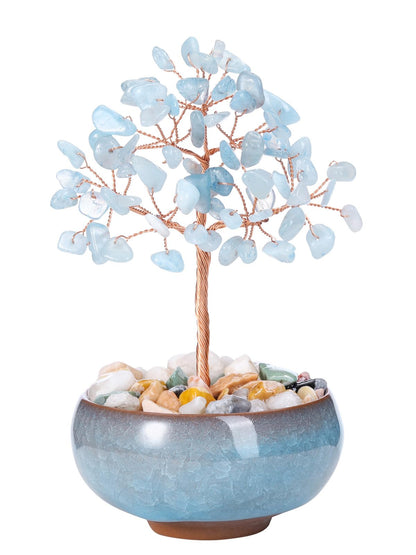 PESOENTH Crystal Tree Aquamarine Tree of Life Crystal Gifts for Women Mom