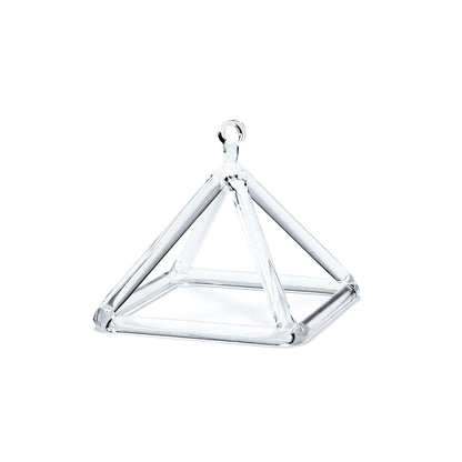 Joysense Clear Quartz Crystal Singing Pyramid 4 inch With Crystal Singing Bowl Striker