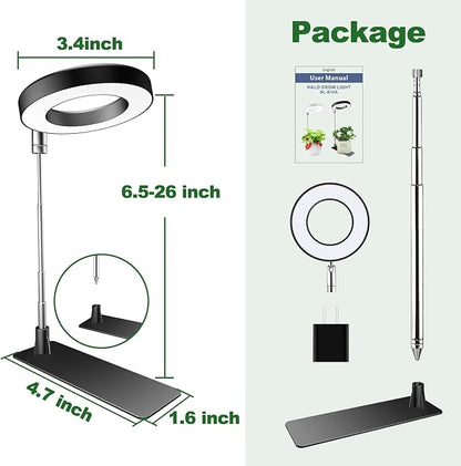 Aokrean Plant Grow Light, 48LEDs Full Spectrum Grow Lights for Indoor Plants, Height Adjustable Grow Lamp with Base, 3 Optional Spectrums, 3/9/12Hrs, 10 Brightness, Ideal for Small Plants, 1 Pack