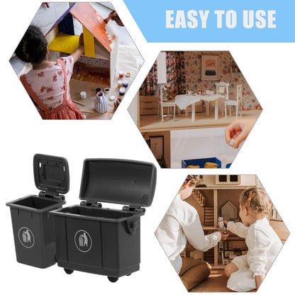 BESTOYARD Mini Trash Can Model, Tiny Plastic Garbage Bin for Dollhouse Furniture Decoration & Micro Landscape, Cute Miniature Life Scene Props for Desk Organizer & Pen Holder