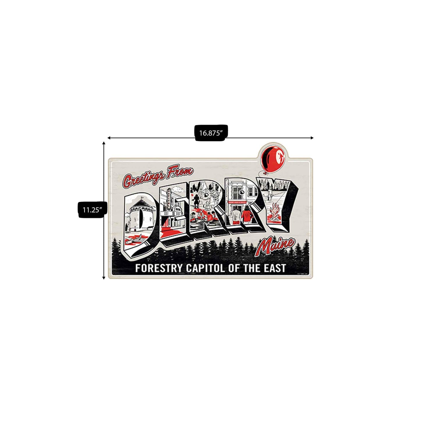 Open Road Brands It: Welcome to Derry Wood Wall Art - Greetings from Derry Sign for Movie Room or Halloween Decor