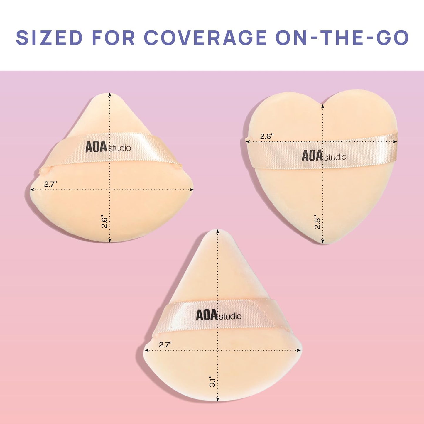 AOA Studio Velvet Puffs Makeup Puff Set of 6 Loose Powder Body Powder, Velour Makeup Blender Sponge Foundation Blending Sponges Set Beauty Makeup Tools(Black/Peach)