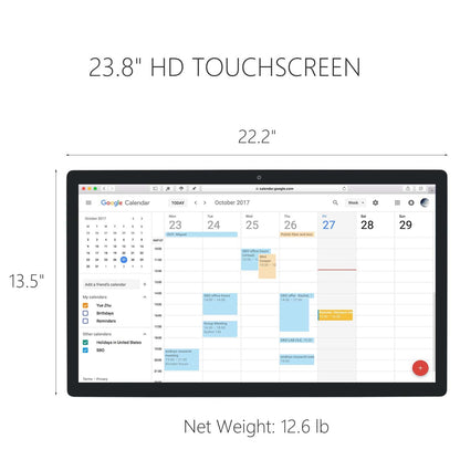 TouchWo 15.6 to 27 inch Touchscreen Digital Calendar & Wall Planners, Smart Whiteboard Calendar for Chore Chart & Work Schedule, Built in Speakers and Camera, Include Wall Mount & Desk Stand (23.8-inch)