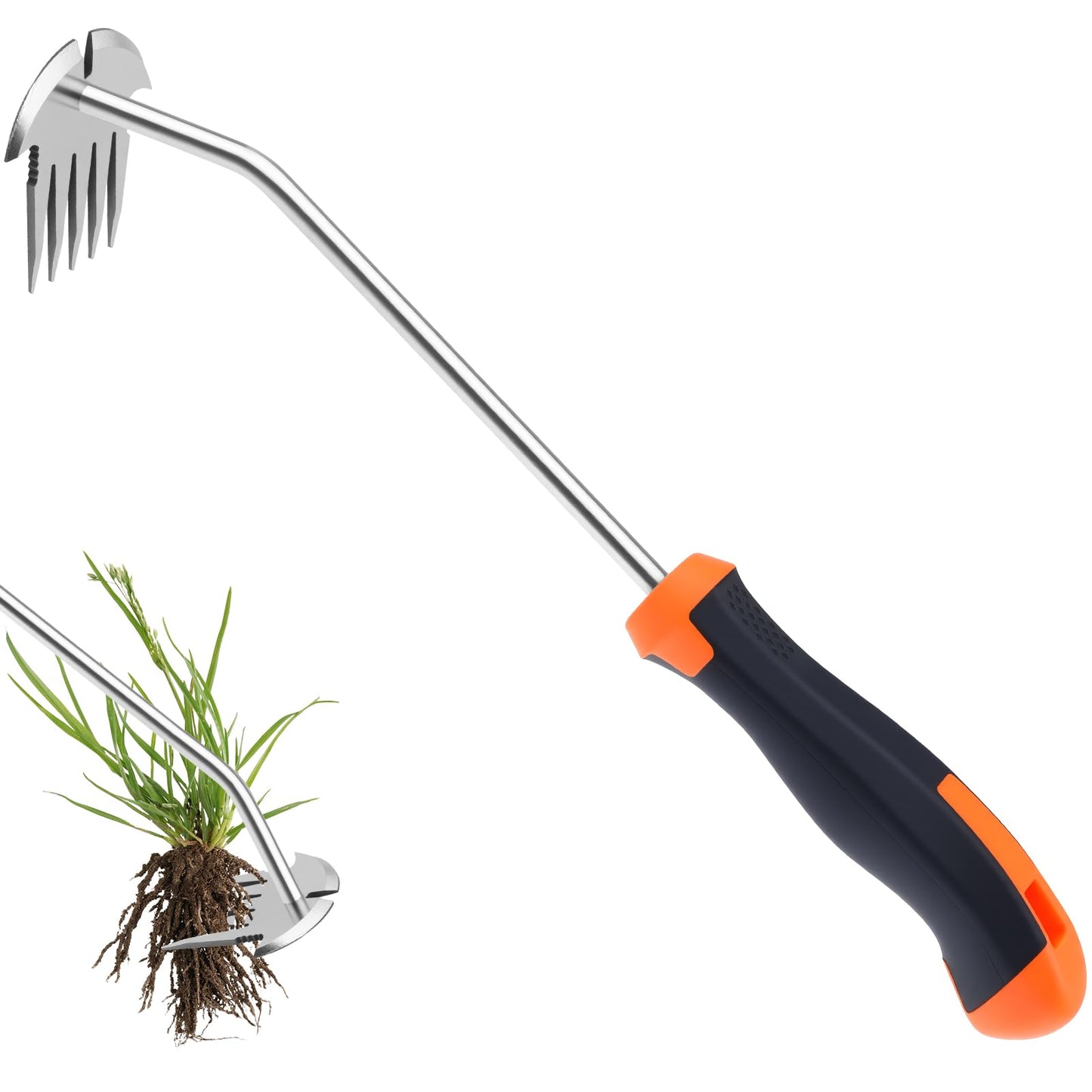 Weed Puller Tool, Portable Garden Weeder Tool, 2026 New Model Rubber Non-Slip Handle Stainless Steel 5-Teeth Weeding Tool, Garden Tools for Vegetable Gardening Backyard Farm Planting & Weeding Tool
