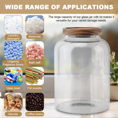 74 oz Glass Bath Salt Jar, Bath Salt Container with Wooden Lid& Scoop, Bathroom Organizers, Airtight Storage Bathtub Accessories for Women